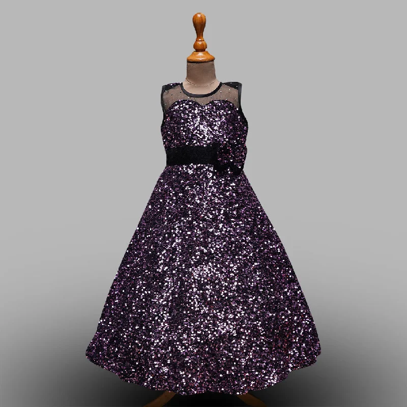 Onion Sequin Long Gown for Girls Sequin Detail Dress