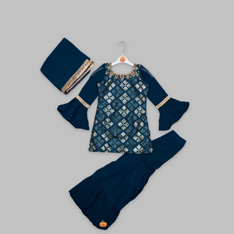 Rama Sequin Girls Gharara Suit Sequin Fit Dress