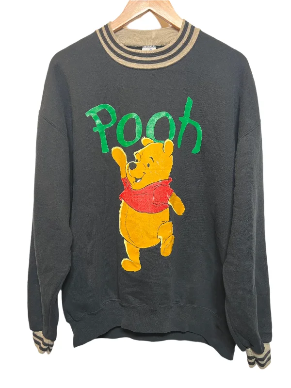 Pooh Black Sweatshirt (Size XL) Zip-up Sweatshirt Look