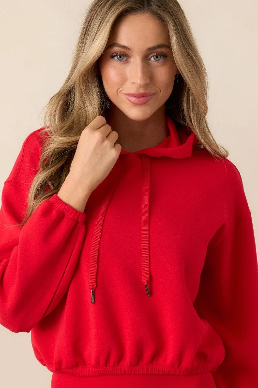 SPANX® AirEssentials Red Cinched Cropped Hoodie Soft Hooded Sweatshirt