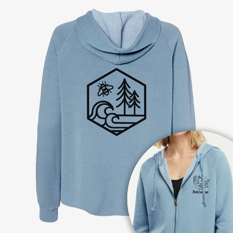 Harmonious Hexagon - Bees, Seas, Trees - Women's Cali Wave Zip-Up Sweatshirt Trendy Sweatshirt Hoodie