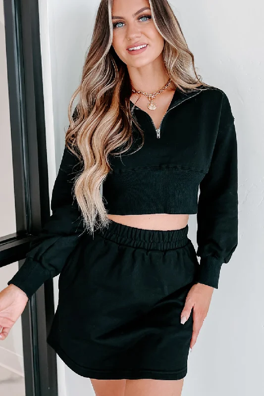 Building Confidence Cropped Half-Zip Pullover (Black) Graphic Sweatshirts Collection