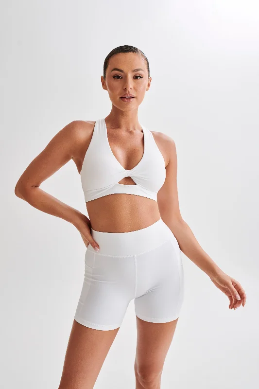 Jackie Twist Crop Top - White Everyday Hoodie Sweatshirt