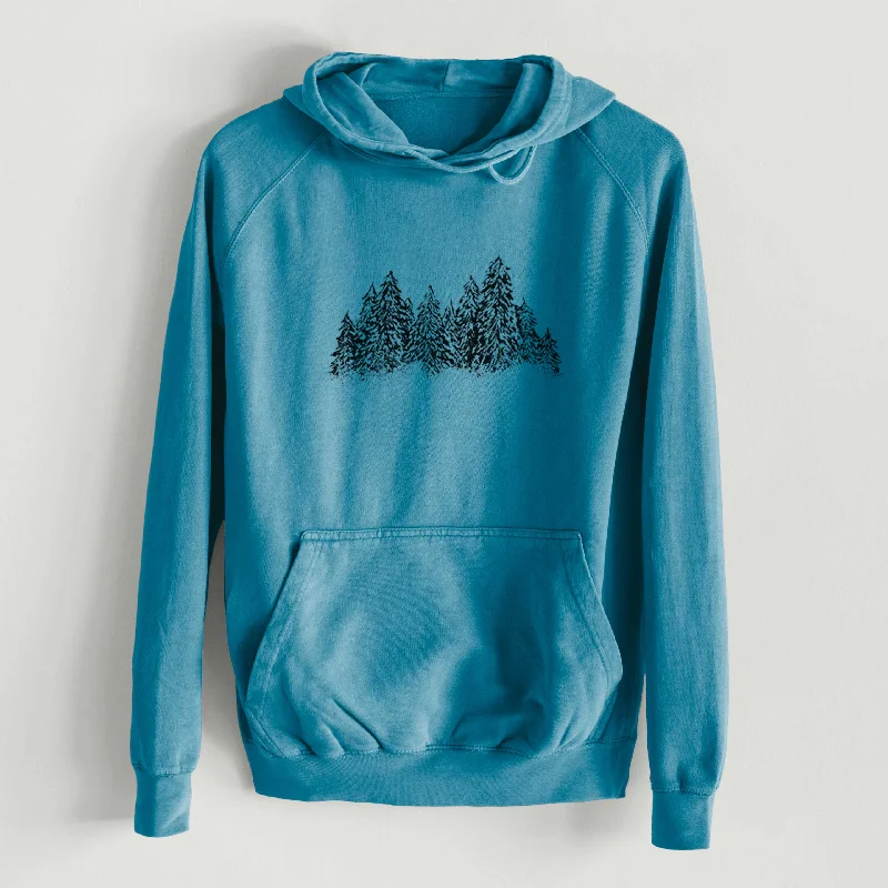 Winter Evergreens  - Mid-Weight Unisex Vintage 100% Cotton Hoodie Cozy Winter Sweatshirt