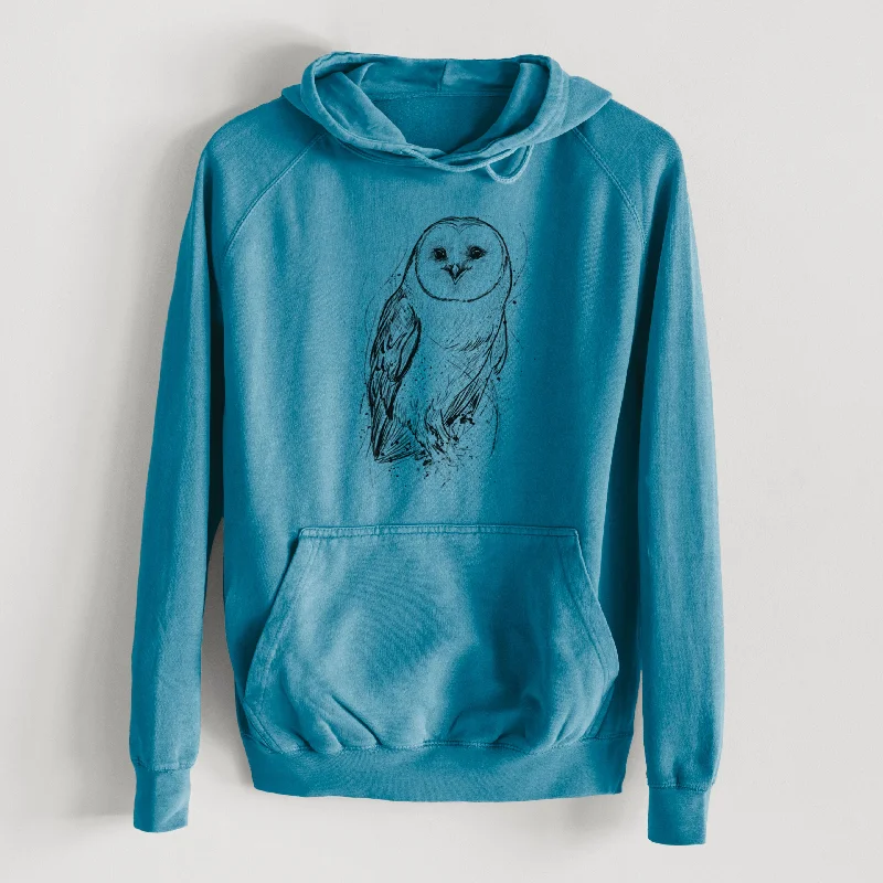 Barn Owl - Tyto alba  - Mid-Weight Unisex Vintage 100% Cotton Hoodie Basic Hoodie Sweatshirt