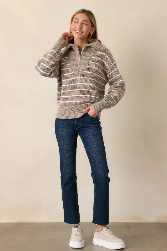 Z Supply Villa Heather Taupe Half Zip Sweater Pullover Hoodie Sweatshirt