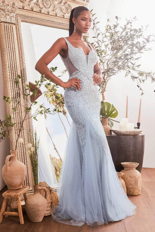 Ladivine CR874 - V-Neck Beaded Gown