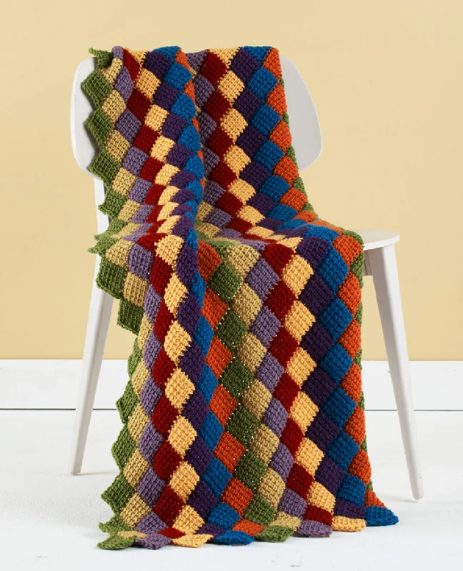 Tunisian Crochet Entrelac Throw - Version 1