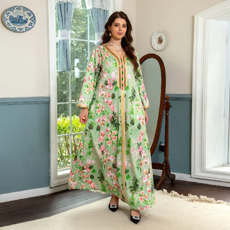 Women's Long Sleeve Floral Jalabiya 379120