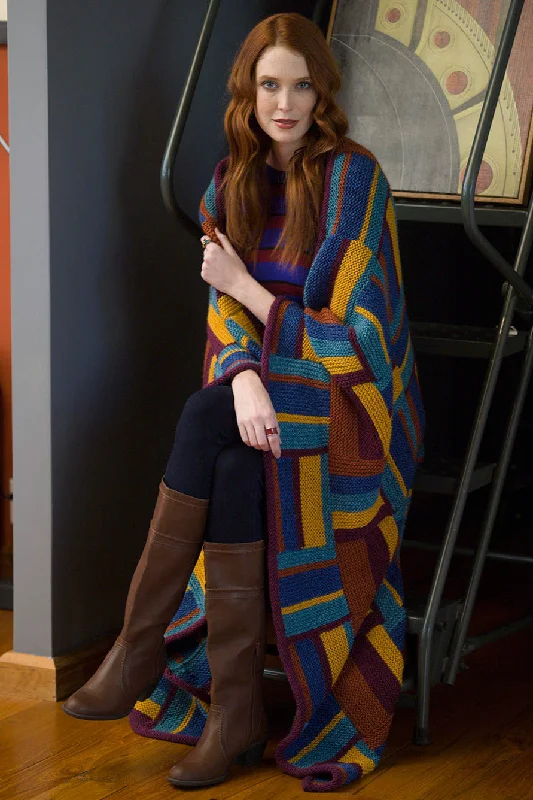 Striped Squares Afghan Pattern (Knit)