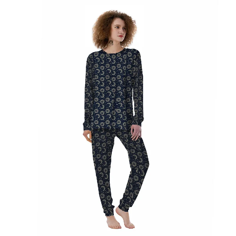 Constellation Bohemian Print Pattern Women's Pajamas Fleece pajama sets