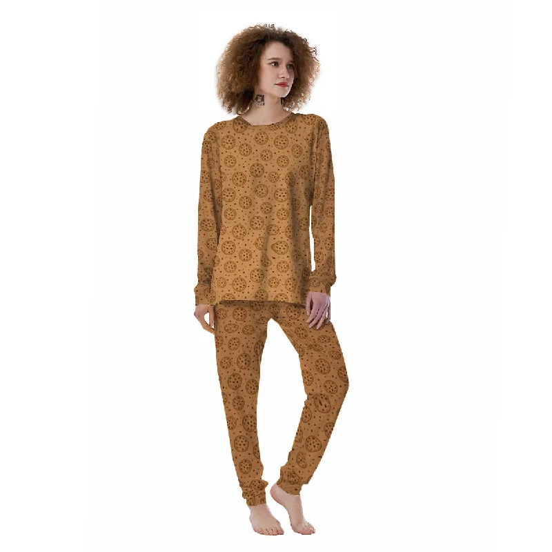 Cookie Chocolate Chip Print Pattern Women's Pajamas Breathable cotton pajama sets