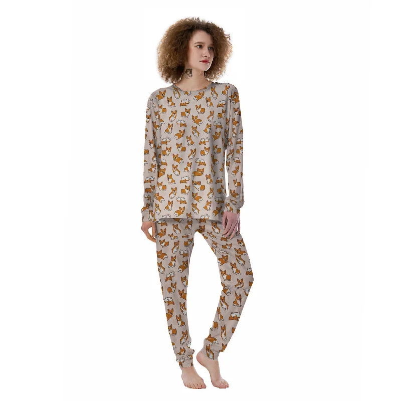 Corgi Cartoon Print Pattern Women's Pajamas Pajama sets under $50