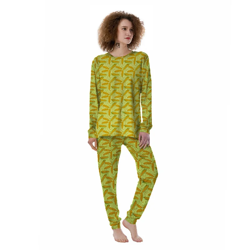Corn On Cob Print Pattern Women's Pajamas Designer pajama sets