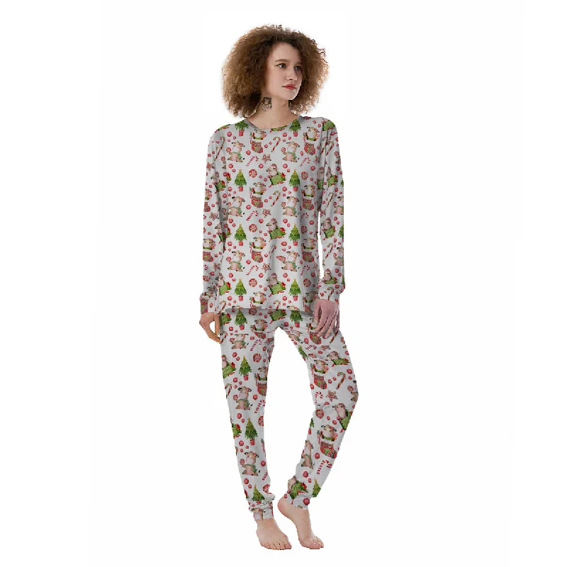Cow Christmas Print Pattern Women's Pajamas Warm pajama sets