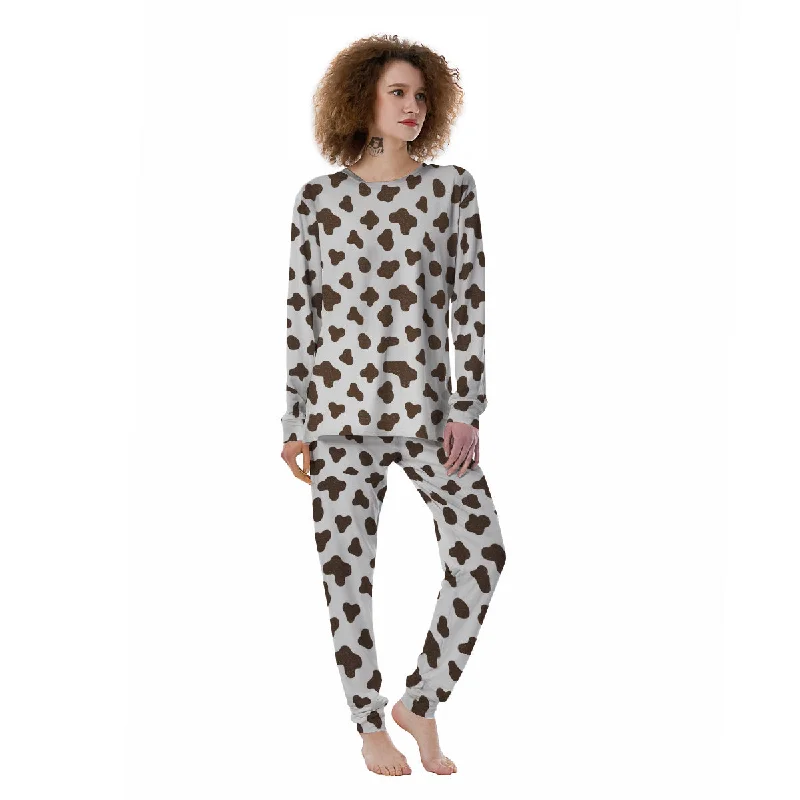 Cow Milk And Chocolate Print Women's Pajamas Maternity pajama sets