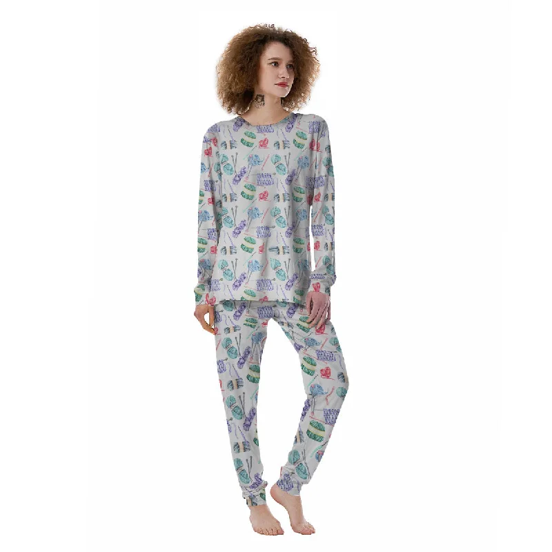 Crochet Yarn Print Pattern Women's Pajamas Best pajama sets for girls' night