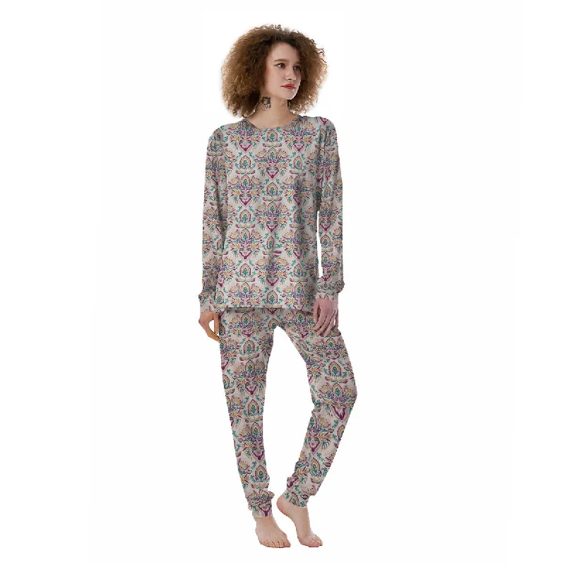 Damask Colorful Print Pattern Women's Pajamas Cartoon pajama sets