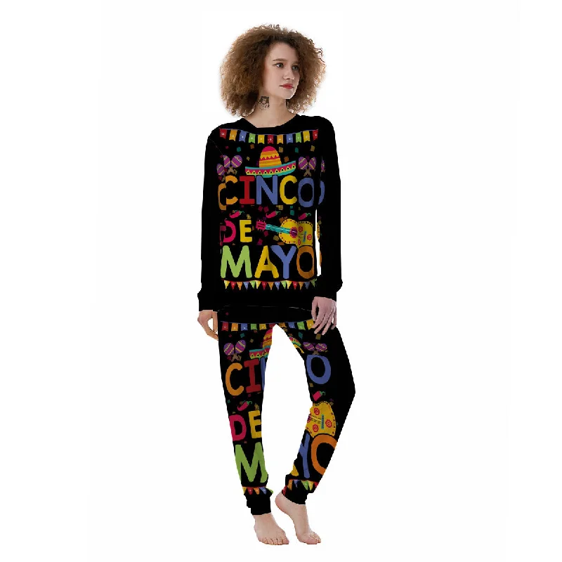 de Mayo Colorful Cinco Print Women's Pajamas Funny graphic pajama sets