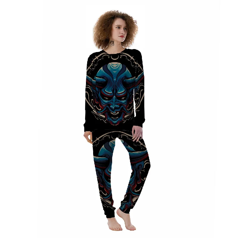 Demon Japanese Blue Print Women's Pajamas Affordable pajama sets