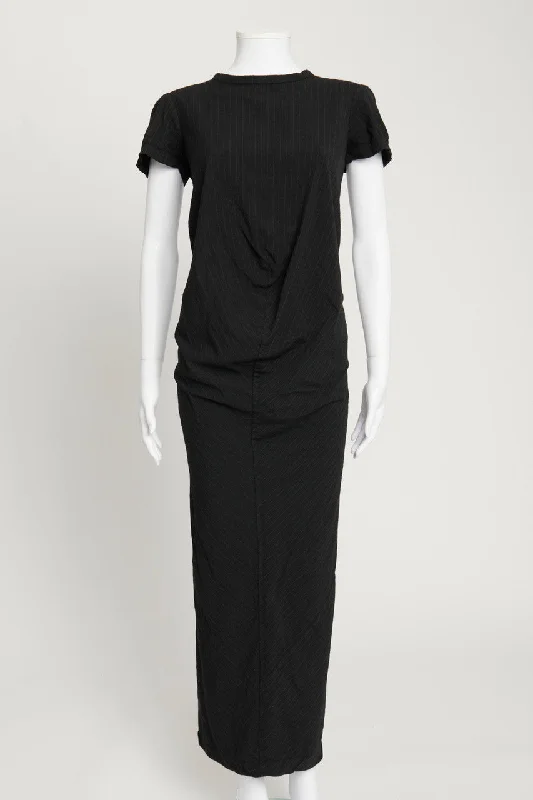 Black Fine Line Pattern Maxi Dress Zara maxi dresses