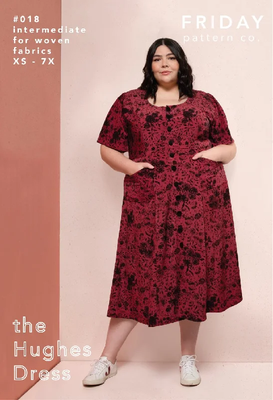 Friday Pattern Company - Hughes Dress Pattern Women's trendy floral dresses sale