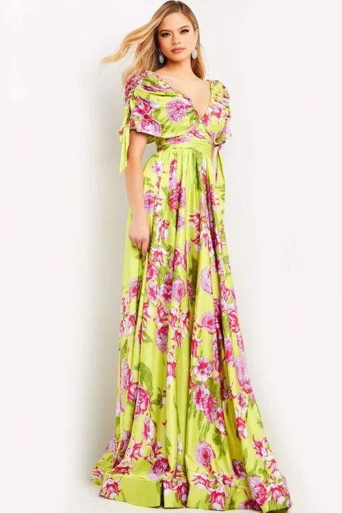 Jovani -04176 Floral Printed A-Line Dress Discounted floral dresses
