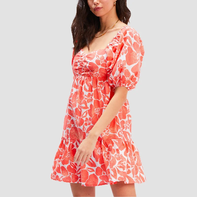 Billabong Be Mine Babydoll Dress Orange Crush - Womens One-shoulder unclassified dresses