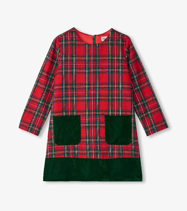 Girls Red Plaid A-Line Dress Petite unclassified dresses