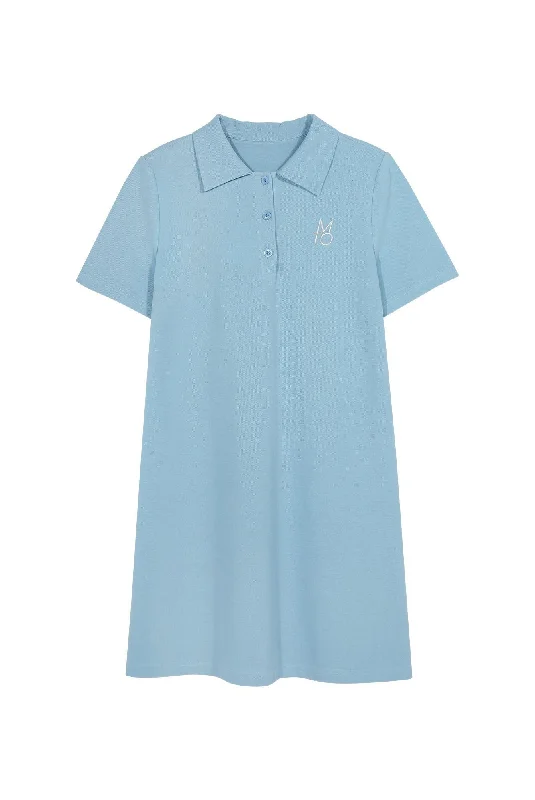 [MAKEATOAST] SS 24 BUTTON POINT EMBROIDERED PK DRESS BLUE MBCSOP006BL Casual unclassified dresses