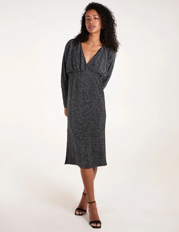 Metallic Wrap Over Batwing Dress Club unclassified dresses
