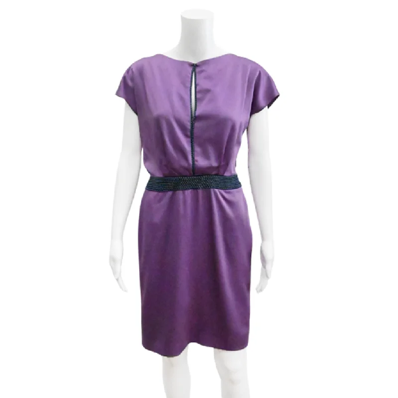 Purple Beaded Sheath Dress Lace unclassified dresses
