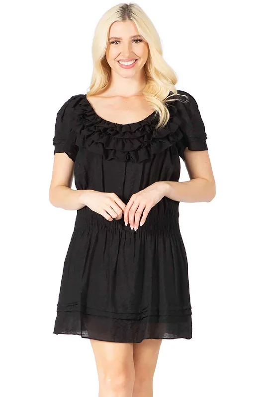 Rachel Ruffled Pleated Sleeve Tunic Dress Earthy tone unclassified dresses