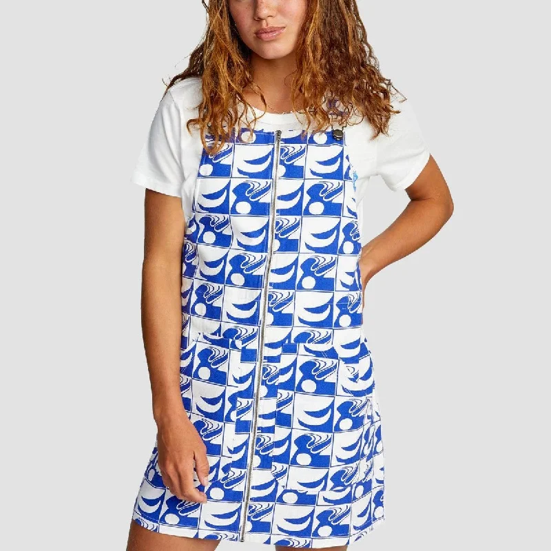 RVCA Bailey Elder Dungaree Dress Cloud - Womens Chic unclassified dresses