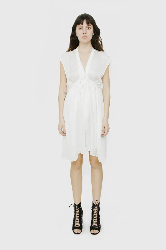 WHITE DRAPED DRESS Backless unclassified dresses