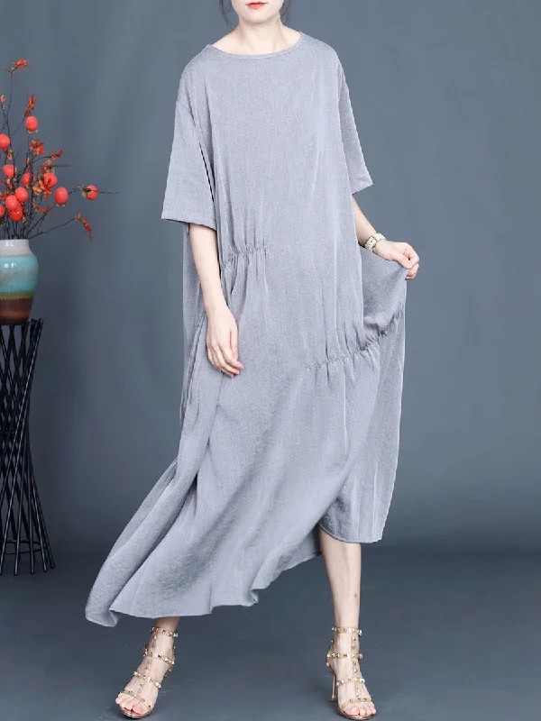 Women Summer Casual Solid Stitching Loose Dress FG1037 Lace unclassified dresses