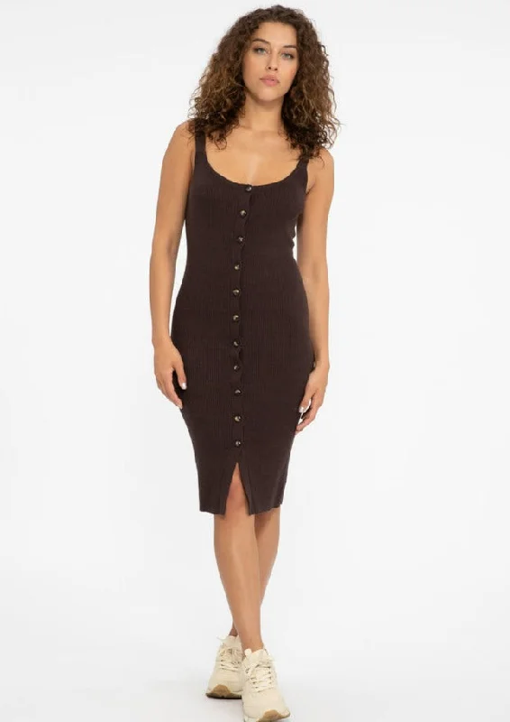 knit button sweater tank dress Sleeveless Bodycon Tank