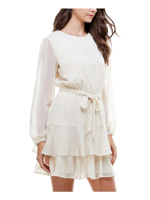 Juniors Womens Tiered Mini Fit & Flare Dress Mini Skirt Casual