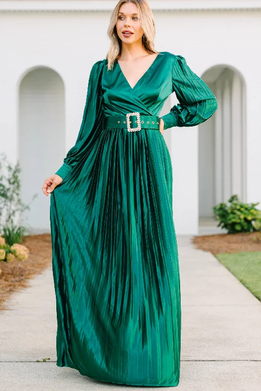 Feeling Regal Emerald Green Belted Maxi Dress Maxi Skirt Set