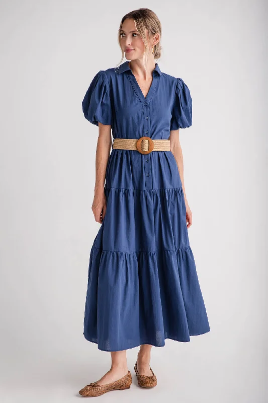 Pinch Buttondown Belted Maxi Dress High-Waisted Maxi Skirt