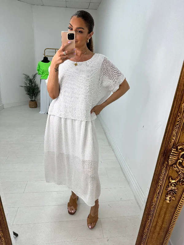Alessandra Crochet 2 Piece Midi Dress Maxi Length Midi