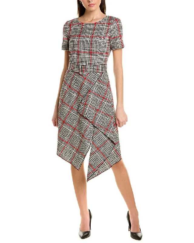 Oscar de la Renta Tartan Tweed Midi Dress Trendy Midi Skirt